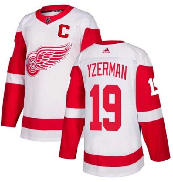 Mens Detroit Red Wings #19 Steve Yzerman White Stitched Jersey Dzhi->->NHL Jersey